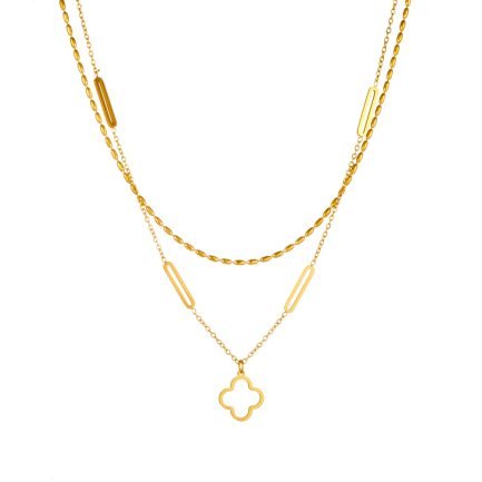 Layered Clover Charm Necklace