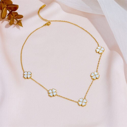 Lucky Clover Mother-of-Pearl Charm Necklace