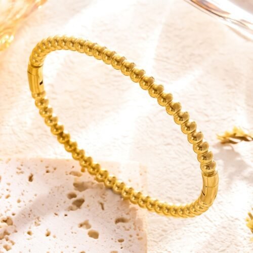 Luxe Beaded Gold Cuff Bangle