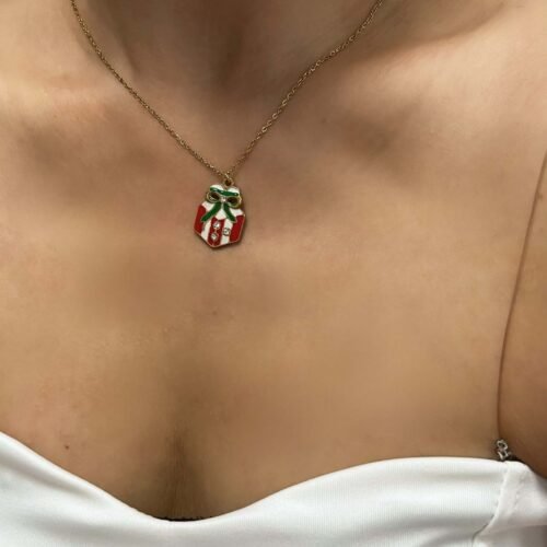 Merry Gift Box Pendant Necklace
