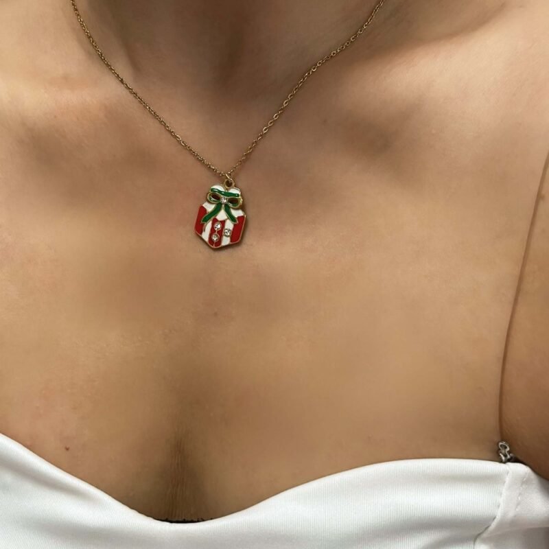 Merry Gift Box Pendant Necklace