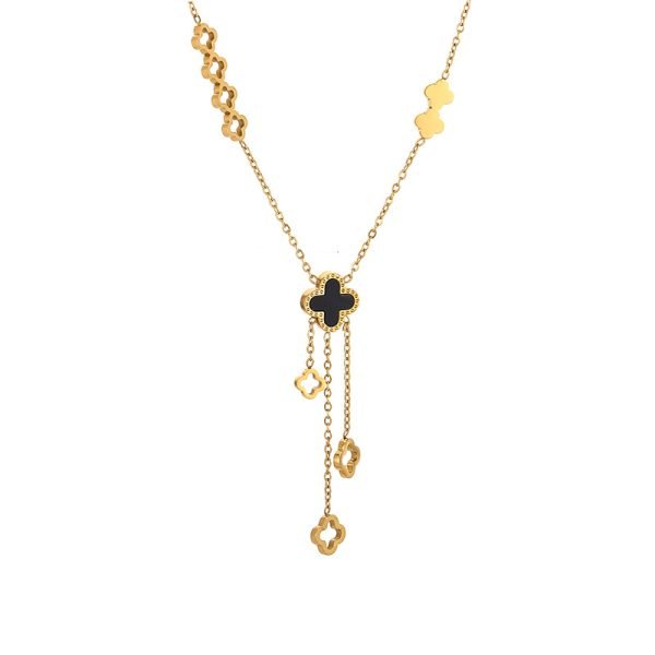 Midnight Clover Cascade Necklace