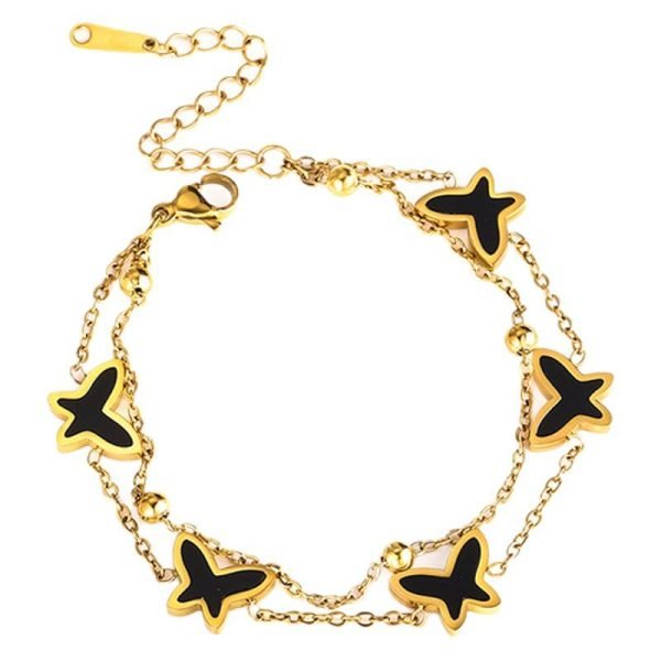 Midnight Flutter Double Chain Butterfly Bracelet