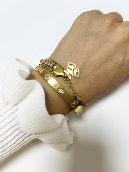 Radiant Trio Bracelet with Bell Charm - Image 3