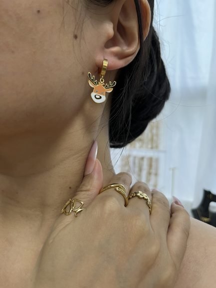 Rudolph Charm Huggie Hoops
