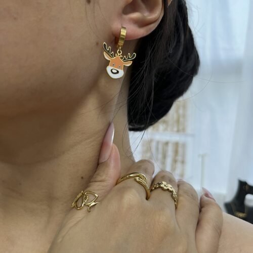 Rudolph Charm Huggie Hoops