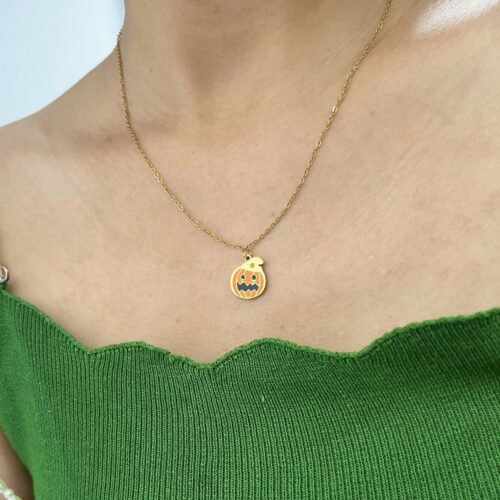 Spooky Grin Jack-o’-Lantern Pendant Necklace
