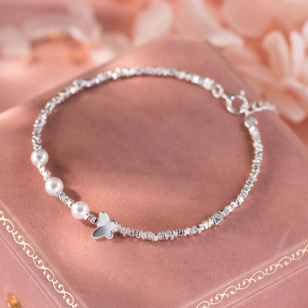 Sterling Silver Butterfly Pearl Bracelet - Image 5