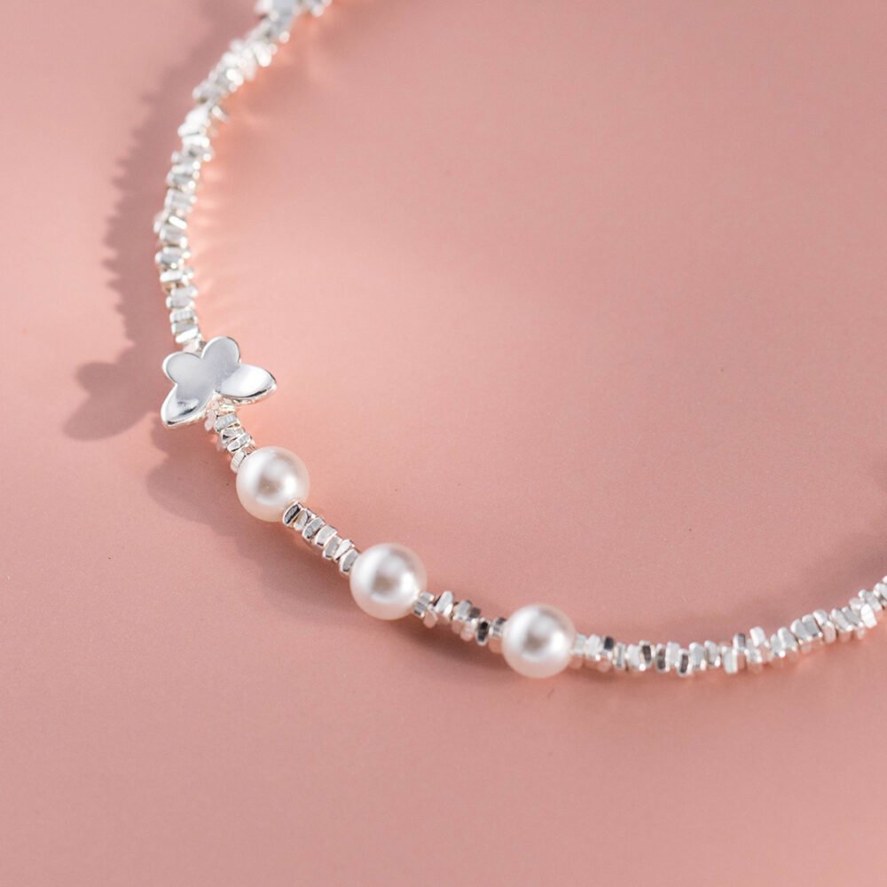 Sterling Silver Butterfly Pearl Bracelet - Image 3