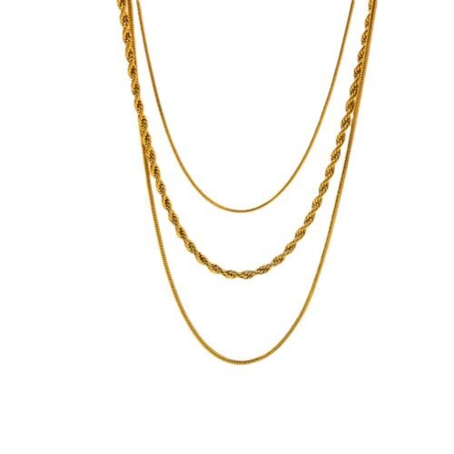 Trio Luxe Layered Gold Chain Necklace