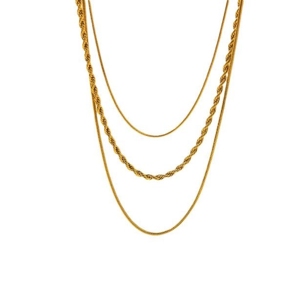 Trio Luxe Layered Gold Chain Necklace