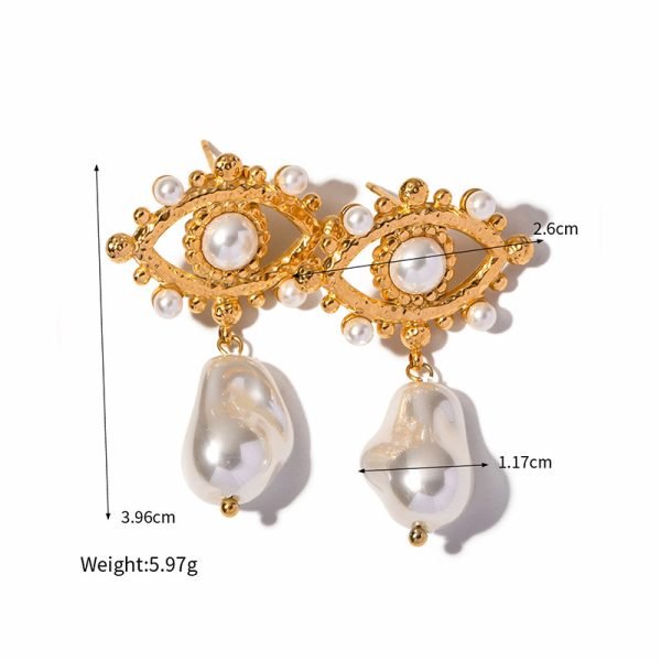 Baroque Drop Eye Earrings