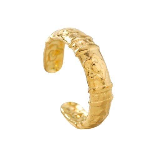 Carved Floral Cuff Ring