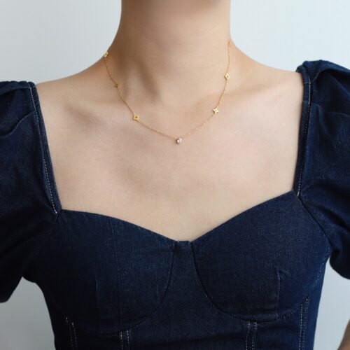 Celestial Clover Diamond Drop Necklace