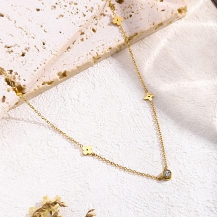 Celestial Clover Diamond Drop Necklace - Image 4