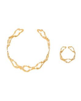 Clover Chain Open Bangle Set