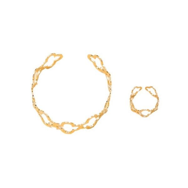 Clover Chain Open Bangle Set