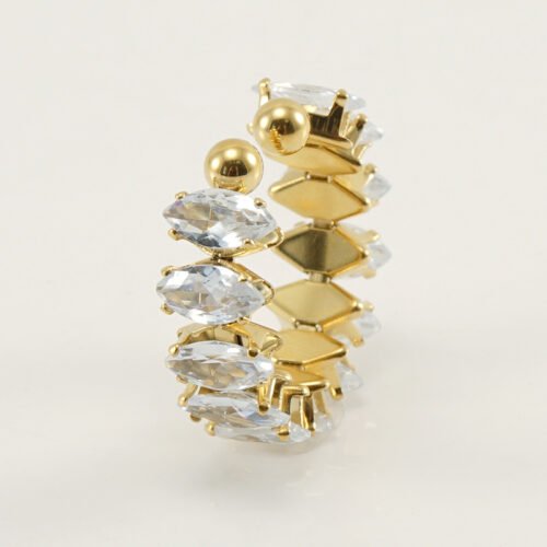 Crystal Elegance Adjustable Gold Ring
