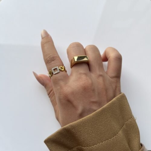 Crystal Square Link Ring