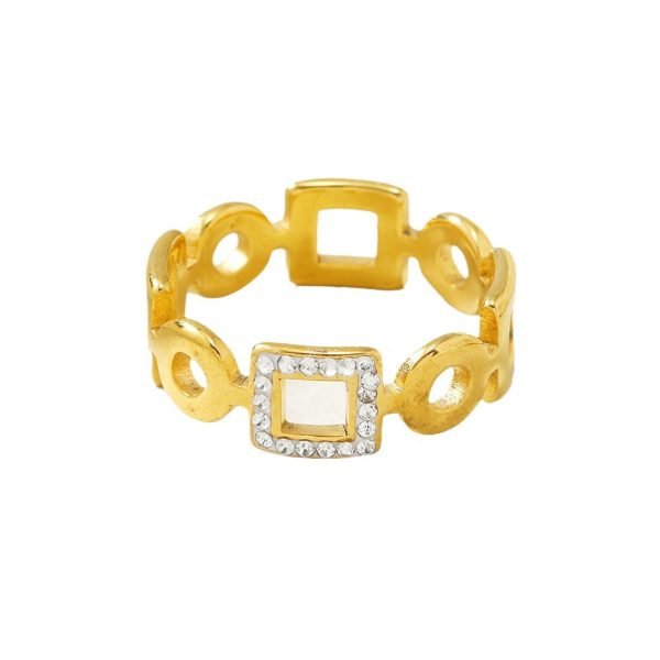 Crystal Square Link Ring