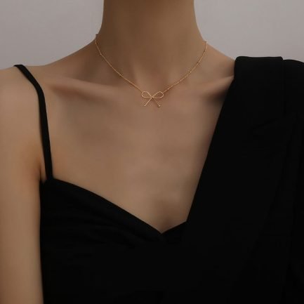 Dainty Bow Satellite Necklace - Image 3