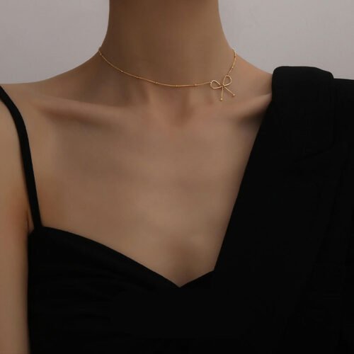 Dainty Bow Satellite Necklace
