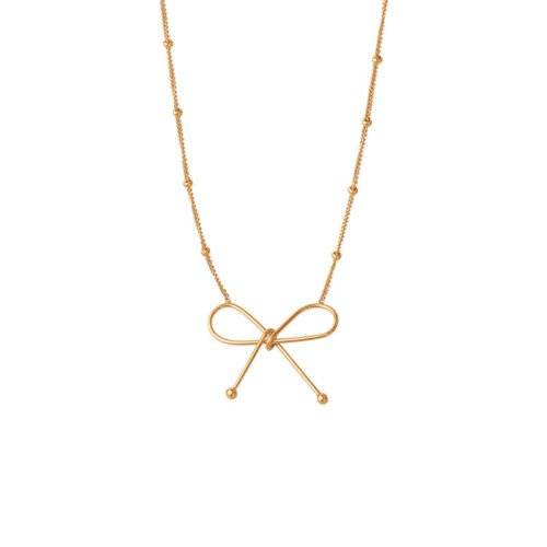 Dainty Bow Satellite Necklace