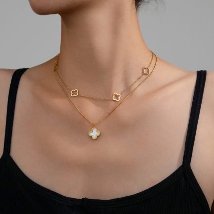 Dual Clover Reversible Layered Necklace - Image 2