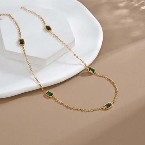 Emerald Whisper Station Necklace