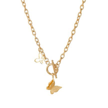 Fluttering Duo Toggle Butterfly Necklace