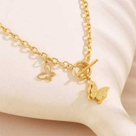 Fluttering Duo Toggle Butterfly Necklace - Image 3