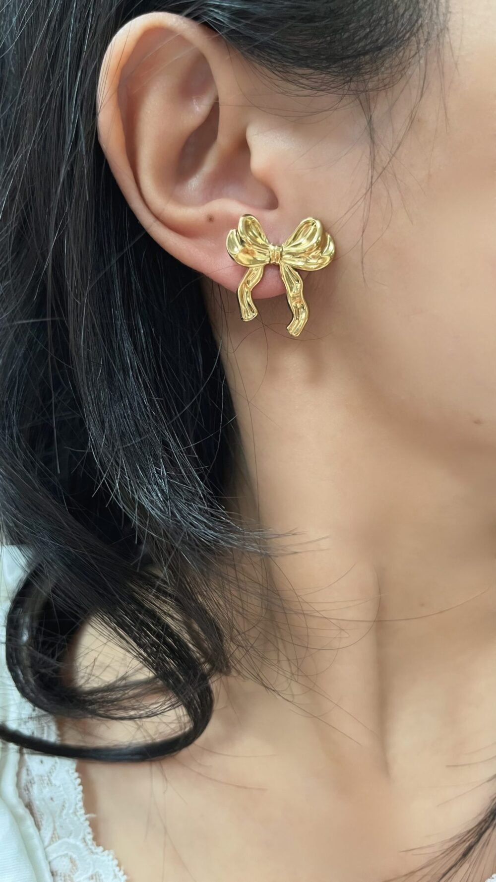 Gilded Bow Stud Earrings - Image 3
