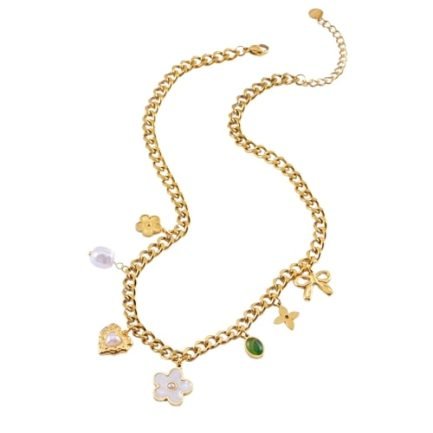Golden Bloom Multi-charm Necklace