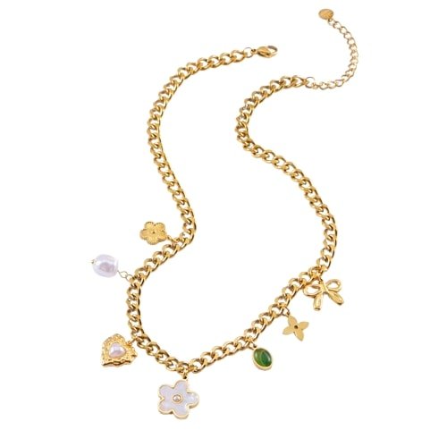 Golden Bloom Multi-charm Necklace