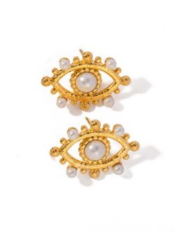 Golden Eye Pearl Earrings