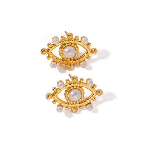 Golden Eye Pearl Earrings