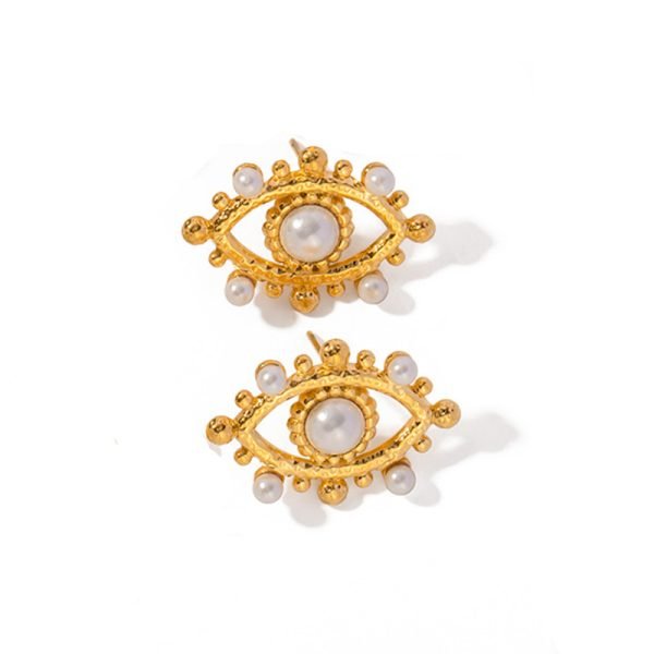 Golden Eye Pearl Earrings