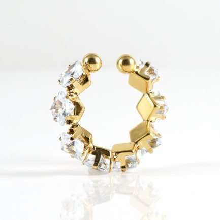 Golden Glam Adjustable Zircon Ring - Image 2