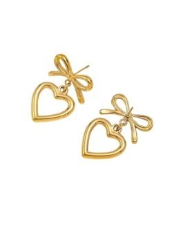 Golden Heart Bow Earrings