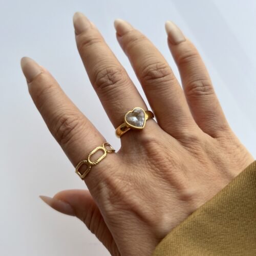 Heart Crystal Solitaire Ring