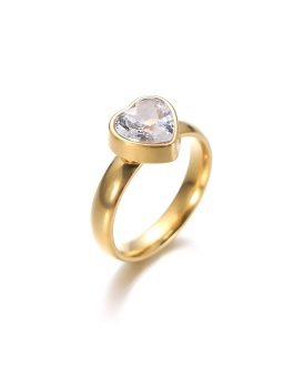 Heart Crystal Solitaire Ring