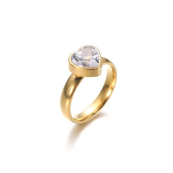 Heart Crystal Solitaire Ring