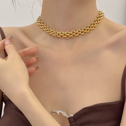 Heavy Woven Chain Necklace - 이미지 2