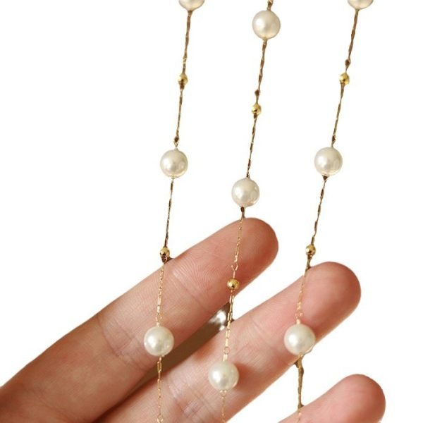 Luminous Pearl Station Chain Necklace