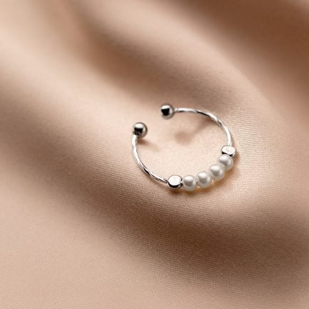 Lunar Pearl Open Ring - 이미지 4
