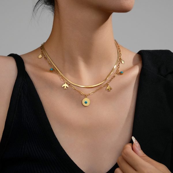 Mediterranean Dove Charm Layered Necklace