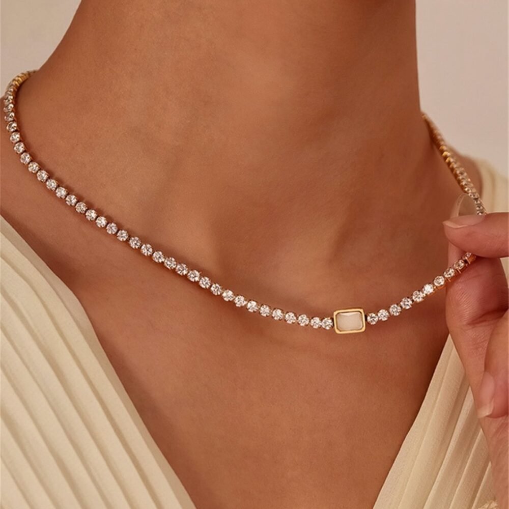 ⁦Opal Accent Tennis Necklace⁩ - الصورة ⁦2⁩