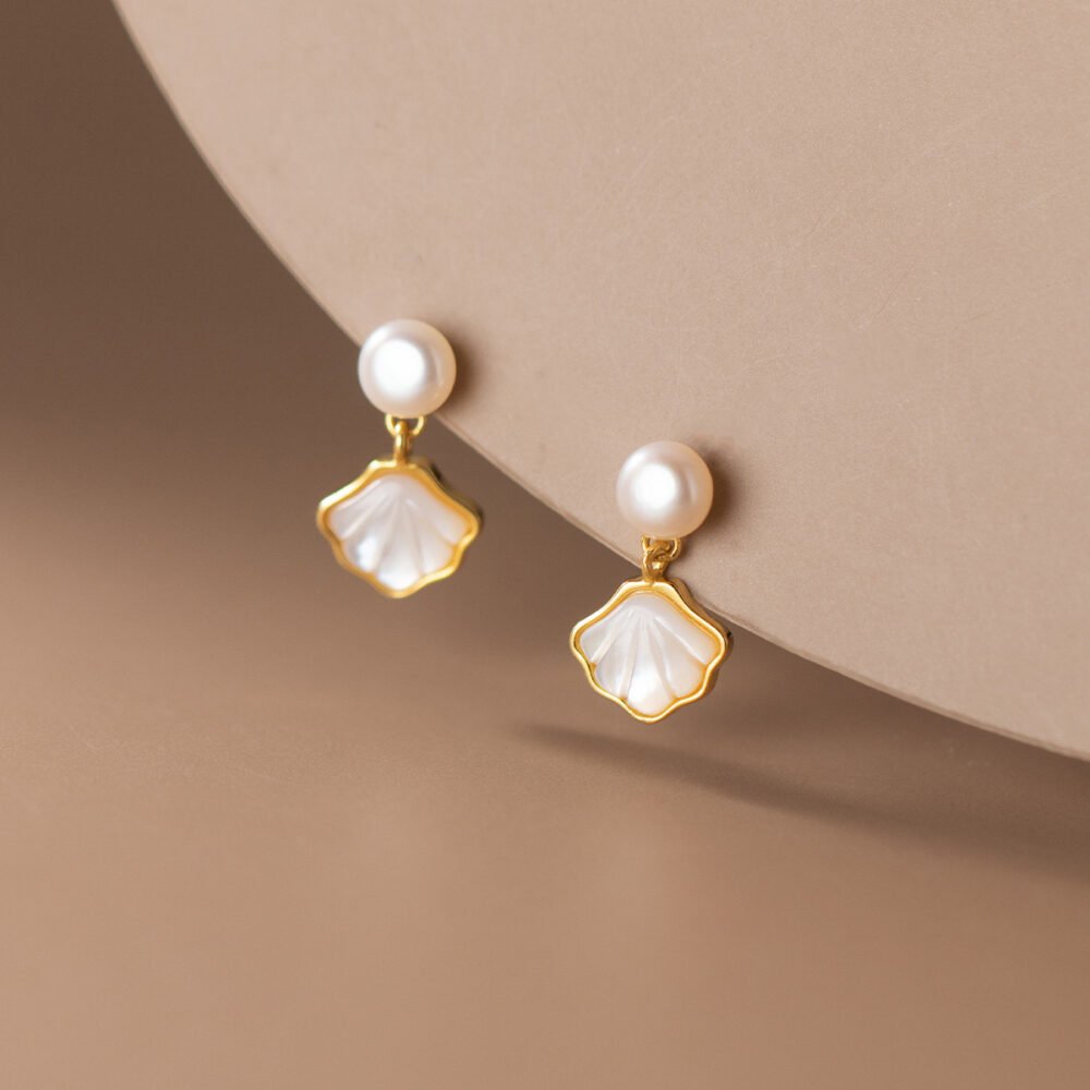 Pearl & Shell Cascade Drop Earrings - Image 3