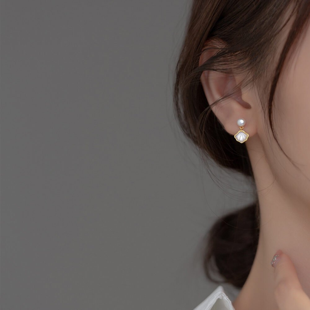 Pearl & Shell Cascade Drop Earrings - Image 2