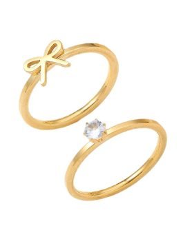 Petite Bow & Solitaire Ring Set